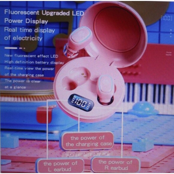 A10-TWS Bluetooth Pink Earphones Wireless Waterproof Sweat-proof Touch Control - Picture 2 of 3